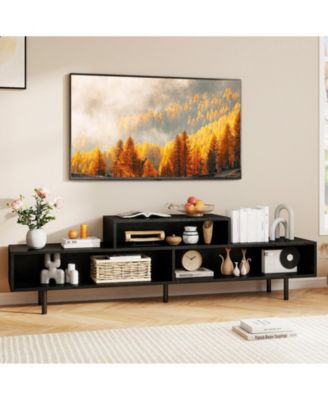 Contemporary Three-Cubby TV Stand with Raised Base