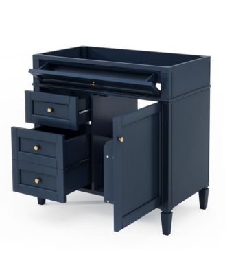 36 Inch Modern Bathroom Vanity without Top Sink, Soft Close Drawers, Adjustable Shelf and Door Organizer for Small Spaces.