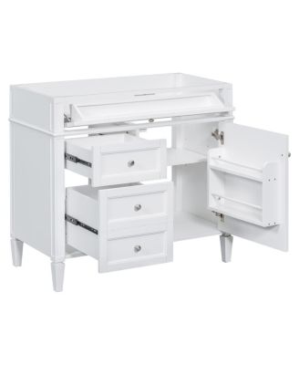 Bathroom Vanity without Top Sink, Soft Close Drawers, Adjustable Shelf and Door Organizer for Small