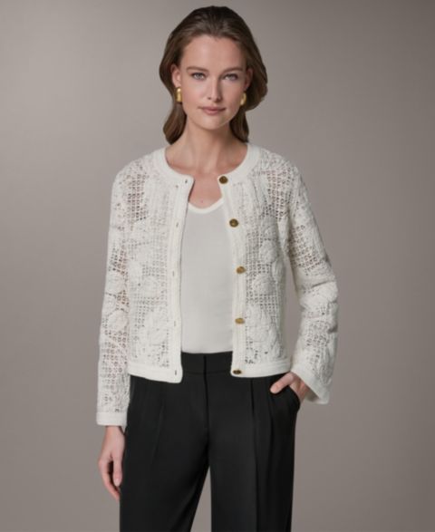 Женские куртки Donna Karan New York Crochet Button-Front Jacket