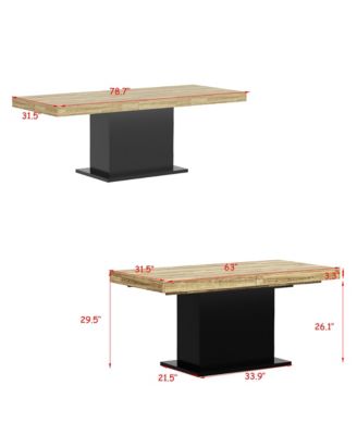Wooden extendable dining table in for 4-10 people, rectangular kitchen table for home, kitchen, office