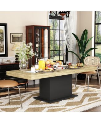 Wooden extendable dining table in for 4-10 people, rectangular kitchen table for home, kitchen, office