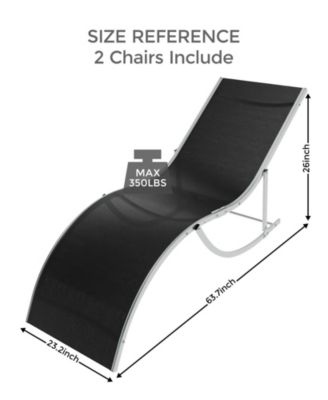 Set of 2 S-Shaped Patio Chaise Lounge Chairs - Aluminum Recliners - Quick-Dry Mesh - Sun Loungers for Pool, Beach, Garden