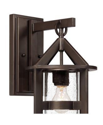 Argentine Rustic Farmhouse Outdoor Wall Light Fixtures Set of 2 Bronze 17" Clear Seedy Glass for Post Exterior Barn Deck