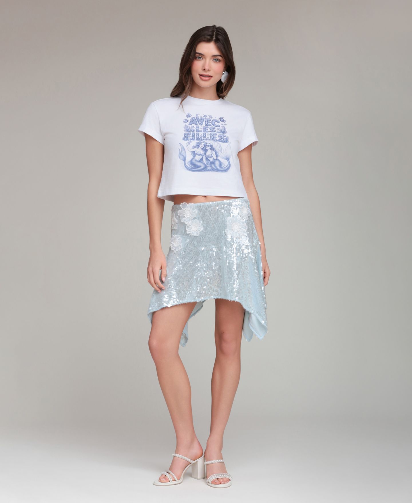 Женская футболка Avec Les Filles Crewneck Cotton, цвет: Белый — фото 2