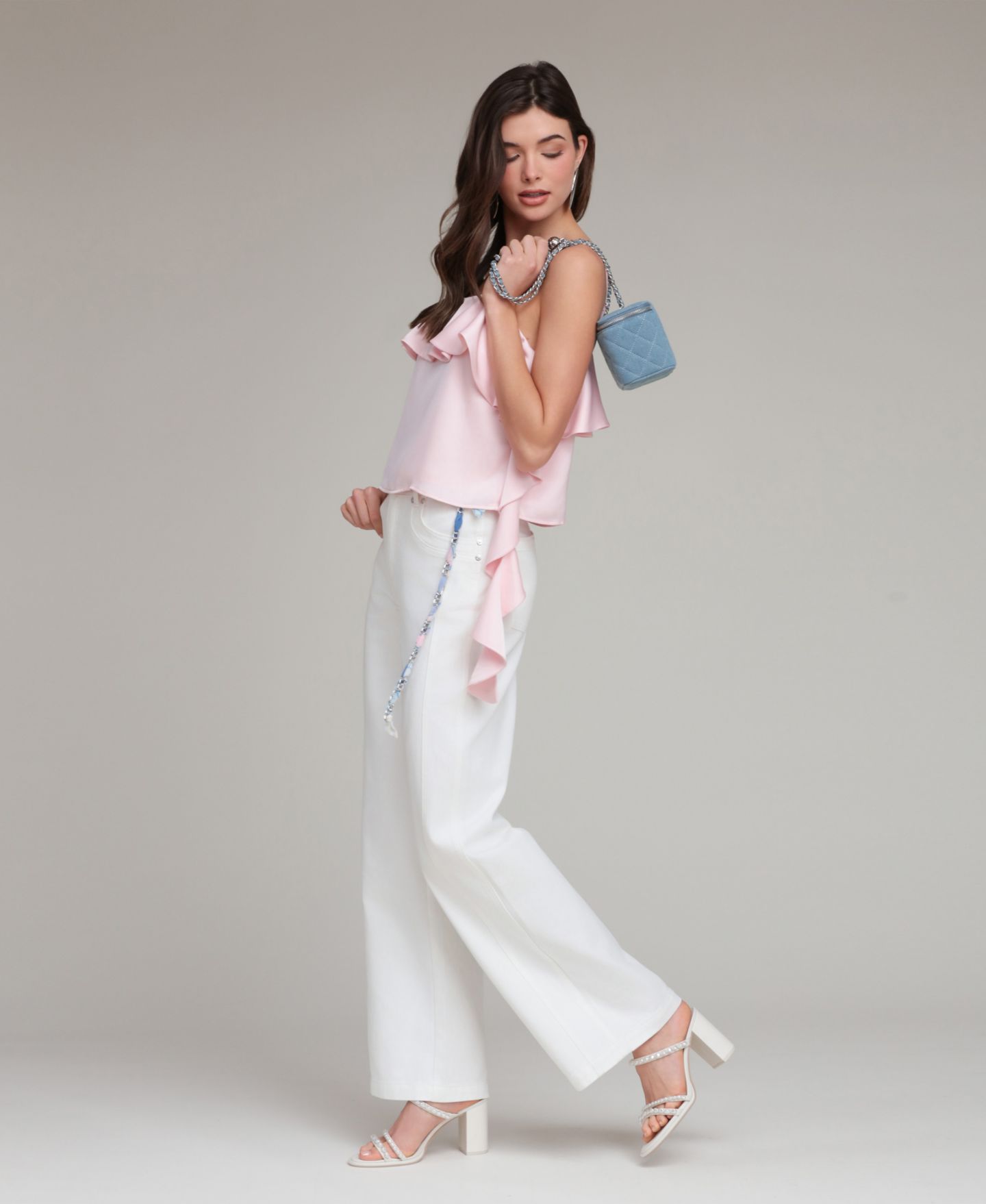 Женский топ Avec Les Filles Asymmetric Ruffle Detail Square Neck, цвет: Розовый — фото 5