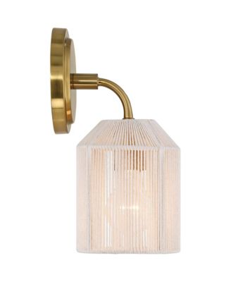 Jacob 11" High Modern Wall Sconce Light Lamp Fixture Mount Set of 2 Bathroom Hardwired Natural Rope Shade