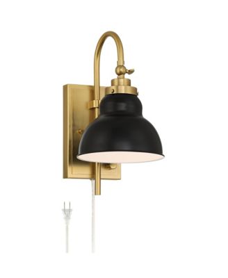 Possini Euro Lilith 13 1/2" High Antique Brass Plug-In Wall Light