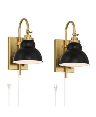Possini Euro Lilith 13 1/2"H Antique Brass Plug-In Wall Light Set of 2
