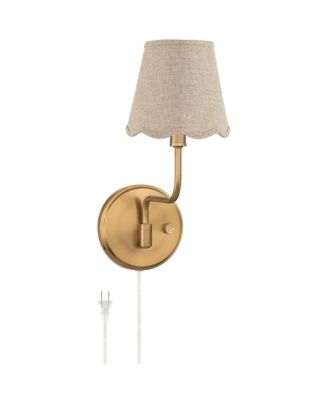 Ophelia 9 1/2"H Warm Brass Plug-In Wall Sconce Scallop Shade