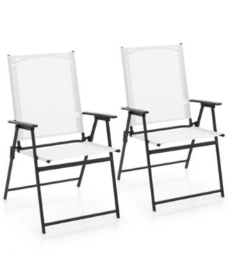 2-Piece Folding Patio Dining Chairs with Armrests and Quick-Dry Fabric