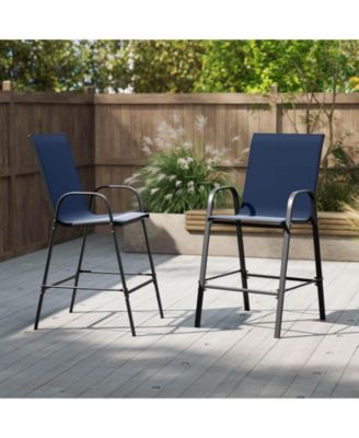 Outdoor Bar Stools Fabric Bar Height Stools with Armrests and Footrest