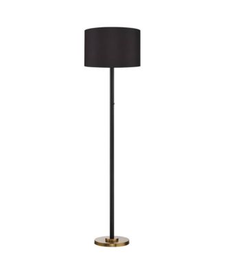 Meridian Modern 72" Tall Floor Lamp Black Metal Light Blaster LED Black Drum Shade for Living Room Bedroom Office House