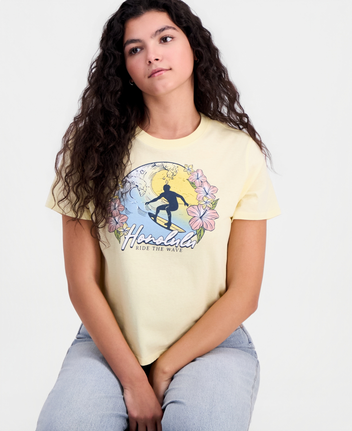 Pretty Rebel Juniors' Honolulu Surf Graphic Cotton T-Shirt