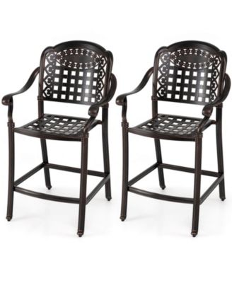25.5" Outdoor Bar Stool with Ergonomic Back, Arms and Footrest for Garden