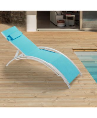 Set of 2 Aluminum Patio Chaise Lounge Chairs - Outdoor Adjustable Recliners - 4-Position Backrest, All-Weather Mesh, Heavy Duty, With Armrests