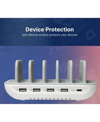 5 Port Multi Device USB Charging Station Hub with Charging Cables