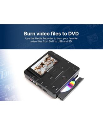 EMT-1200 Media Recorder with LCD Screen to Record Videos, Music, and Photos from Phone to DVD, USB, or Memory Card