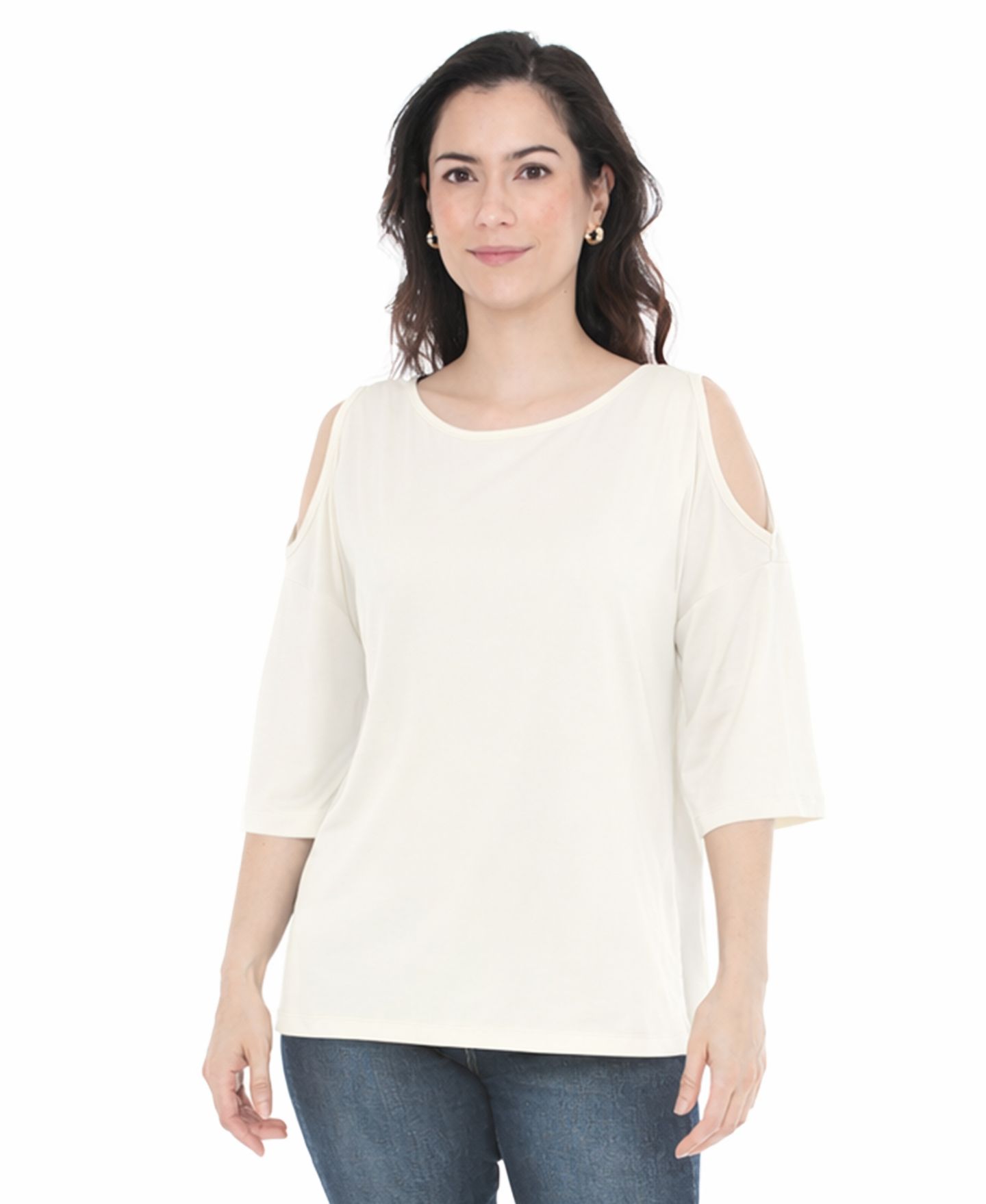 Женский свитер White Mark Casual Cold Shoulder Pullover Top, цвет: Молочный белый — фото 1