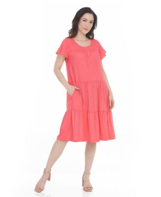 Women's Flutter-Sleeve Ruffle Tiered Dress