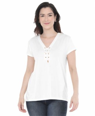 Women's V-Neck Front Tie Pullover Top