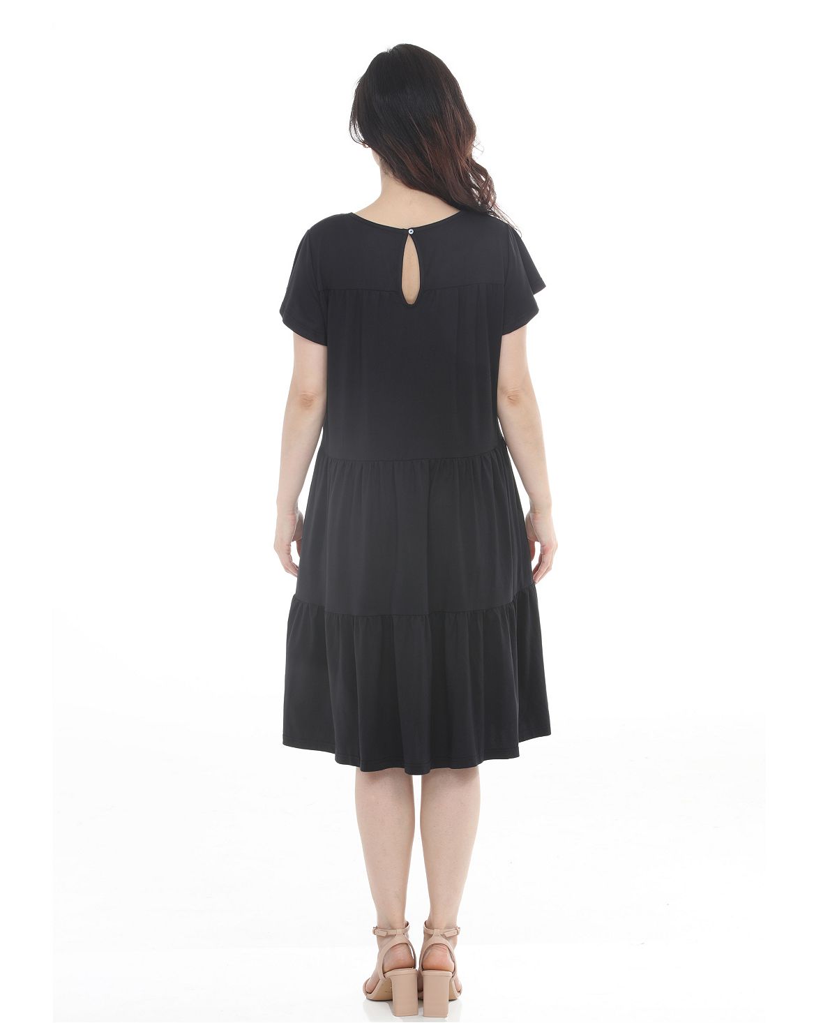 White Mark Women's Flutter-Sleeve Ruffle Tiered Dress view 6 — MAYCSS fashion products