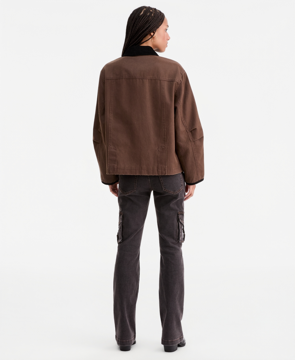 CoffeeShop Women's Corduroy-Collar Short Wax Barn Jacket