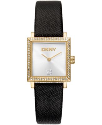 Women's Milanese Quartz Black Leather Strap Watch 24x31mm