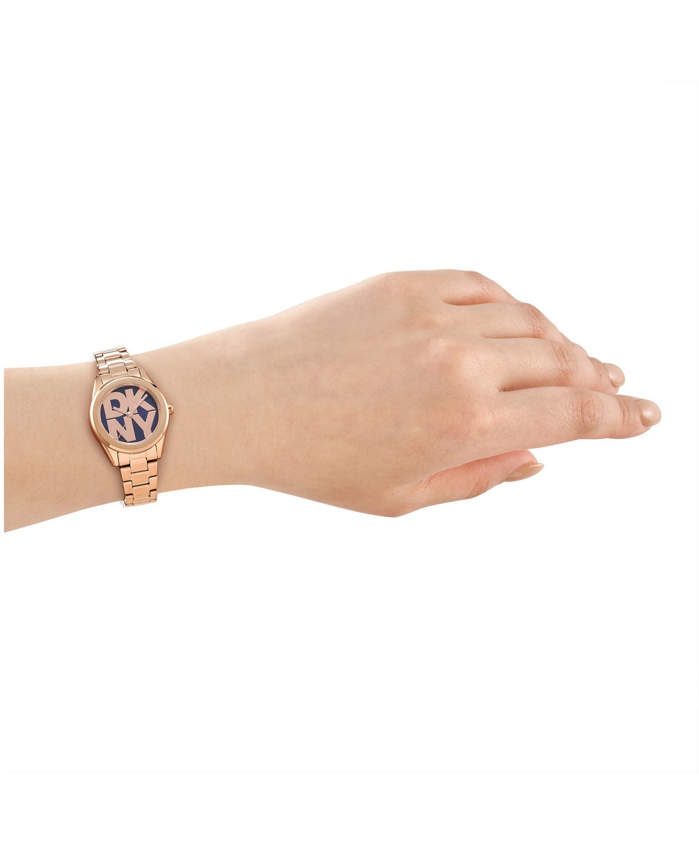 Женские часы DKNY Logo Quartz Rose Gold-Tone Stainless Steel Bracelet Watch 28mm Gift Set — фото 5