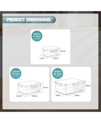 3-Pack Food Storage Container Set Stackable and Nestable Plastic Meal Prep Containers