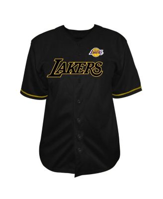 Men's Black Los Angeles Lakers Big & Tall Pop Full-Button Jersey