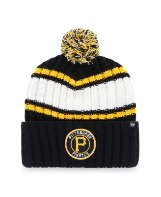 Men's Black Pittsburgh Pirates Plateau Cuffed Knit Hat with Pom