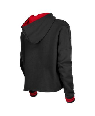 Women's Black Chicago Bulls Boxy Raw Edge Pullover Hoodie