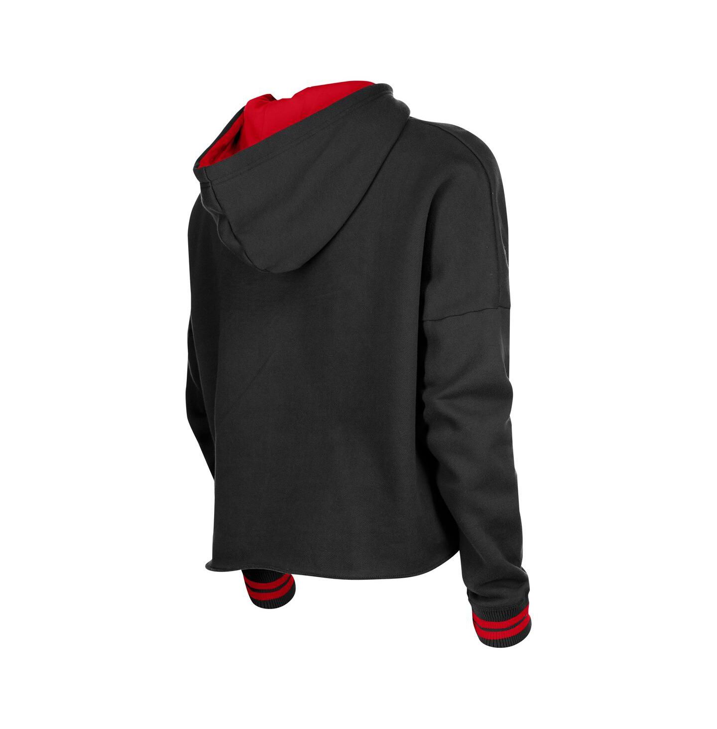 Женское худи New Era Black Chicago Bulls Boxy Raw Edge Pullover — фото 3
