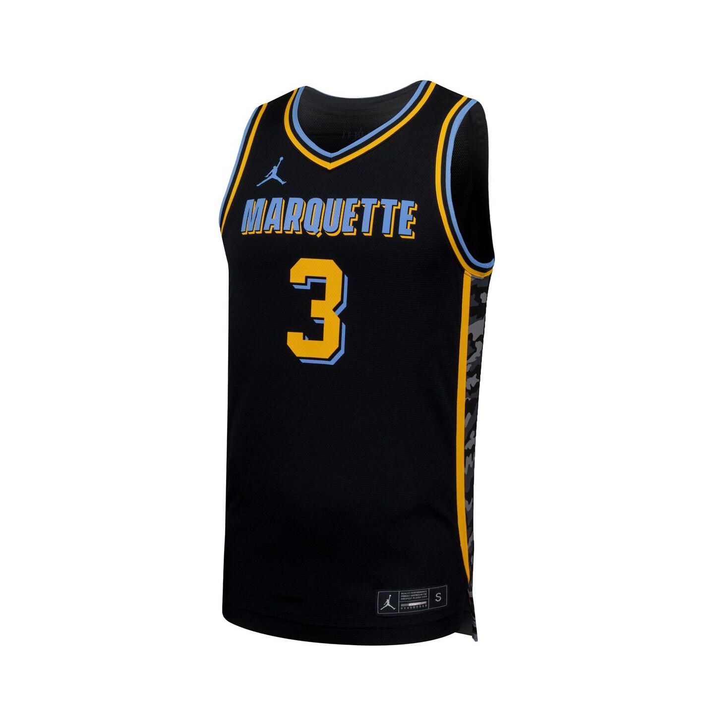 Мужской топ Nike 3 Black Marquette Golden Eagles Replica Basketball Jersey — фото 2