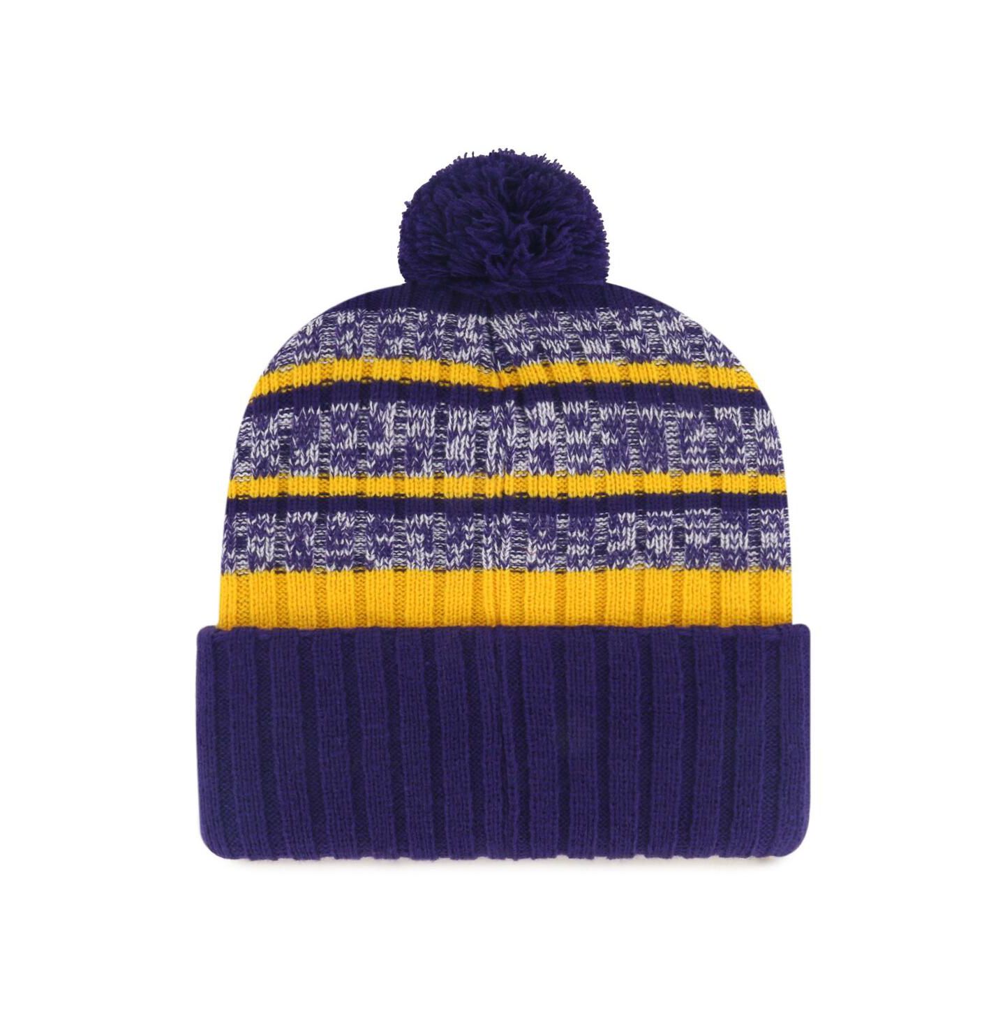 Мужская шапка '47 Brand Purple LSU Tigers Tavern Cuffed Knit Hat with Pom — фото 2