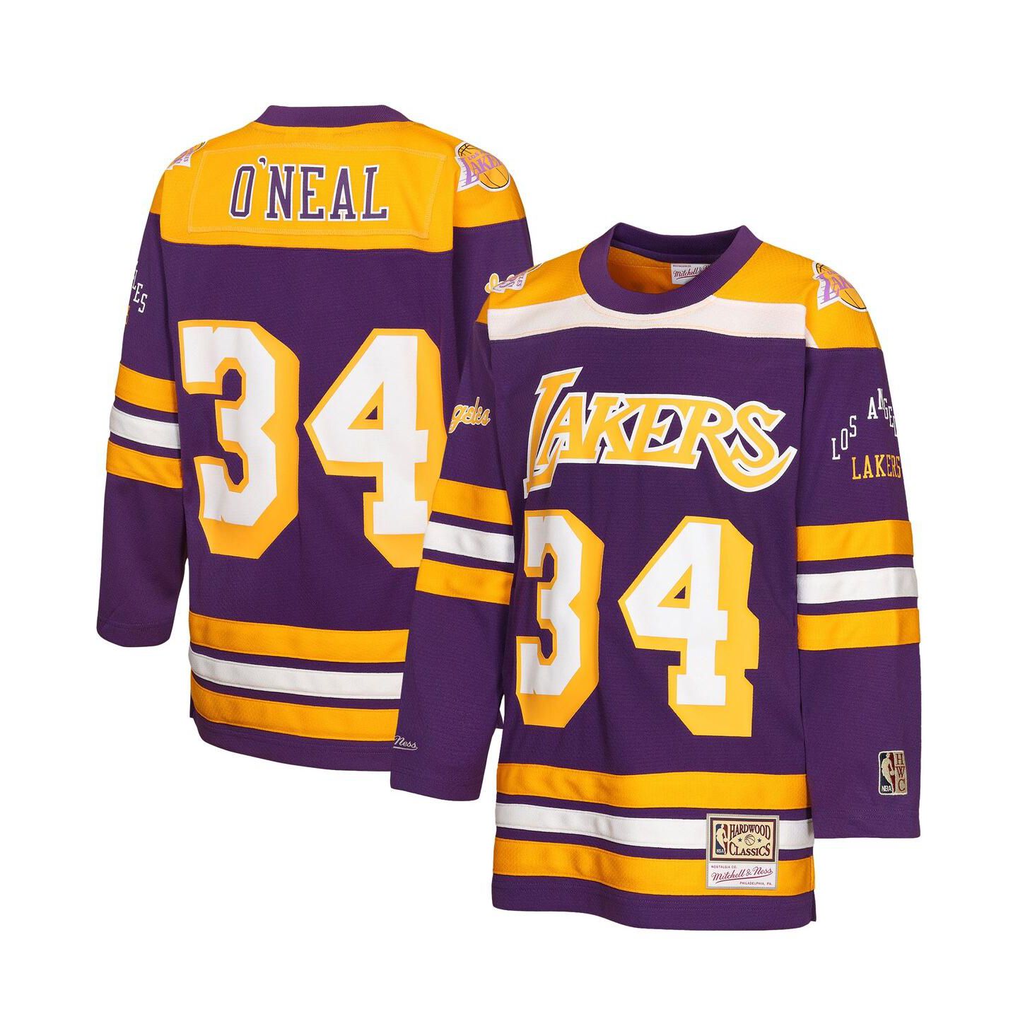 Детский топ Mitchell & Ness Shaquille O'Neal Purple Los Angeles Lakers Maxxed Out 2.0 Fashion Hockey Jersey — фото 1