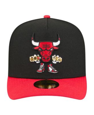 Men's Black Chicago Bulls Injection Cartoon Logo A-Frame 59FIFTY Fitted Hat