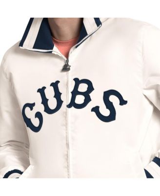 Men's White Chicago Cubs The Captain Cooperstown Logo Full-Zip Varsity Jacket