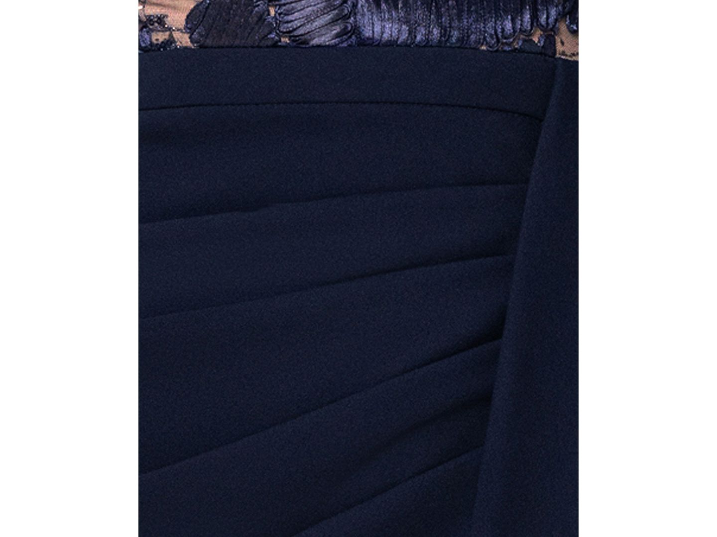 Женское платье Betsy & Adam Boat Neck Scuba Ruffle, цвет: Тёмно-синий / Телесный — фото 6