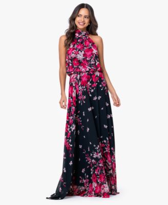 sachin and babi light blue dress Elegant Black V Neck Print Wrinkled Chiffon Long Dresses Summer AS1002 main image 1