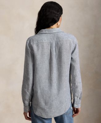 Women's Classic Fit Striped Linen Shirt