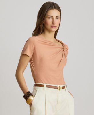 Women's Straight-Fit Twist-Neck T-Shirt