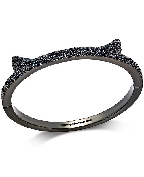 kate spade new york BlackTone Dark Crystal Pavé Cat Bangle Bracelet & Reviews Fashion Jewelry