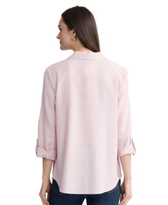 Women's Collared Button-Front Long-Sleeve Shirt