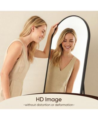 Full Length Mirror, 64"x21" Floor Mirror, Arch Floor Standing Mirror Freestanding Arch Full Body with Stand for Bedroom, Hanging Mounted