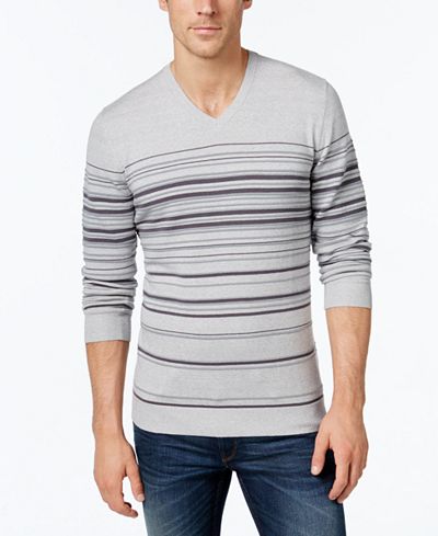 Alfani Men's Striped V-Neck Sweater, Only at Macy's
