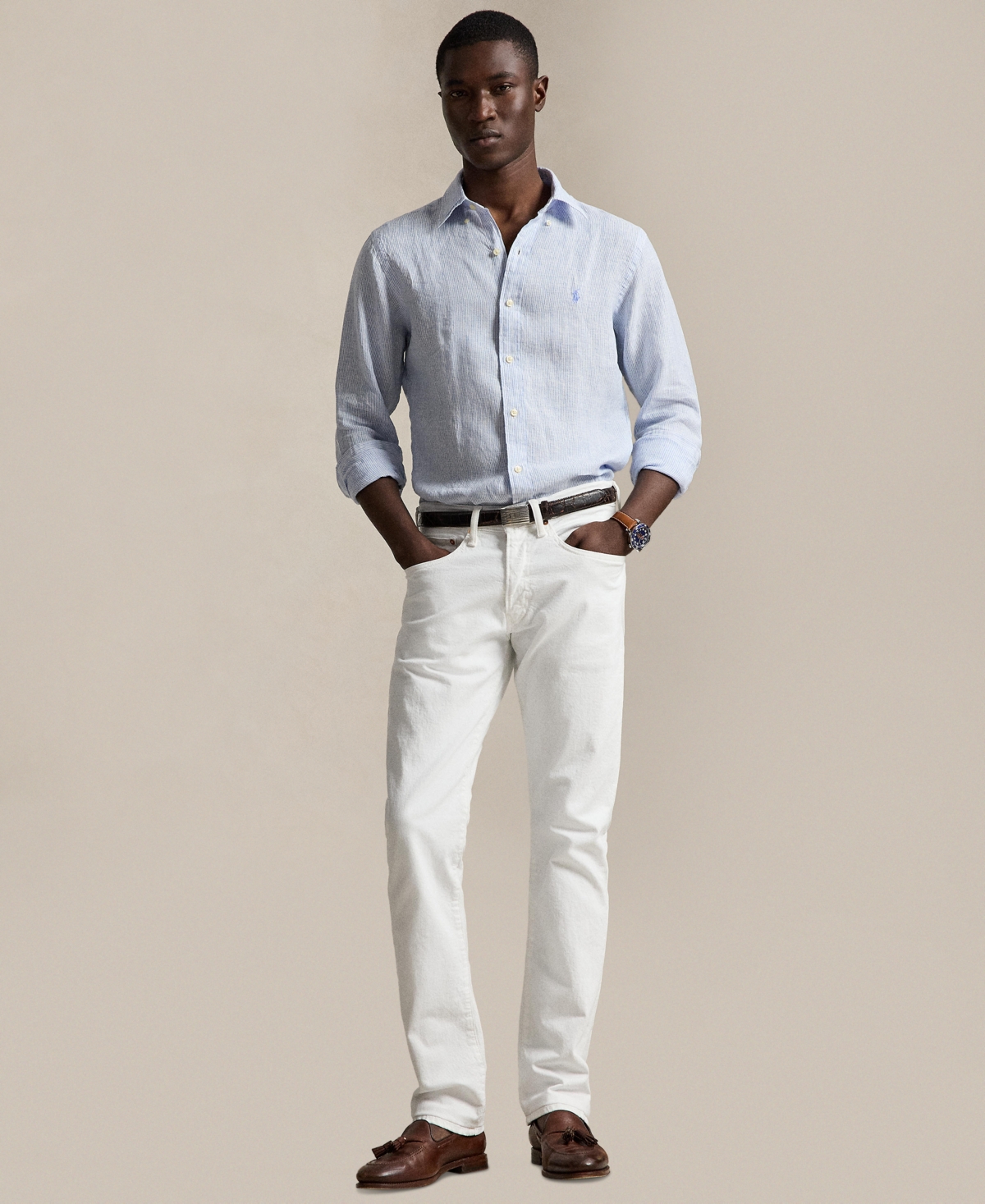 Polo Ralph Lauren Men's Striped Linen Classic-Fit Shirt