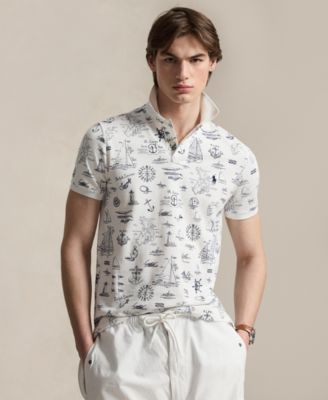 Men's Custom Slim-Fit Nautical Mesh Polo Shirt
