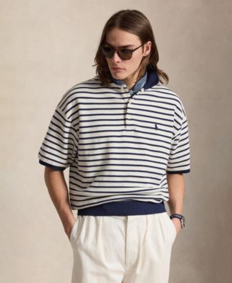 Relaxed-Fit Striped Textured Polo Shirt